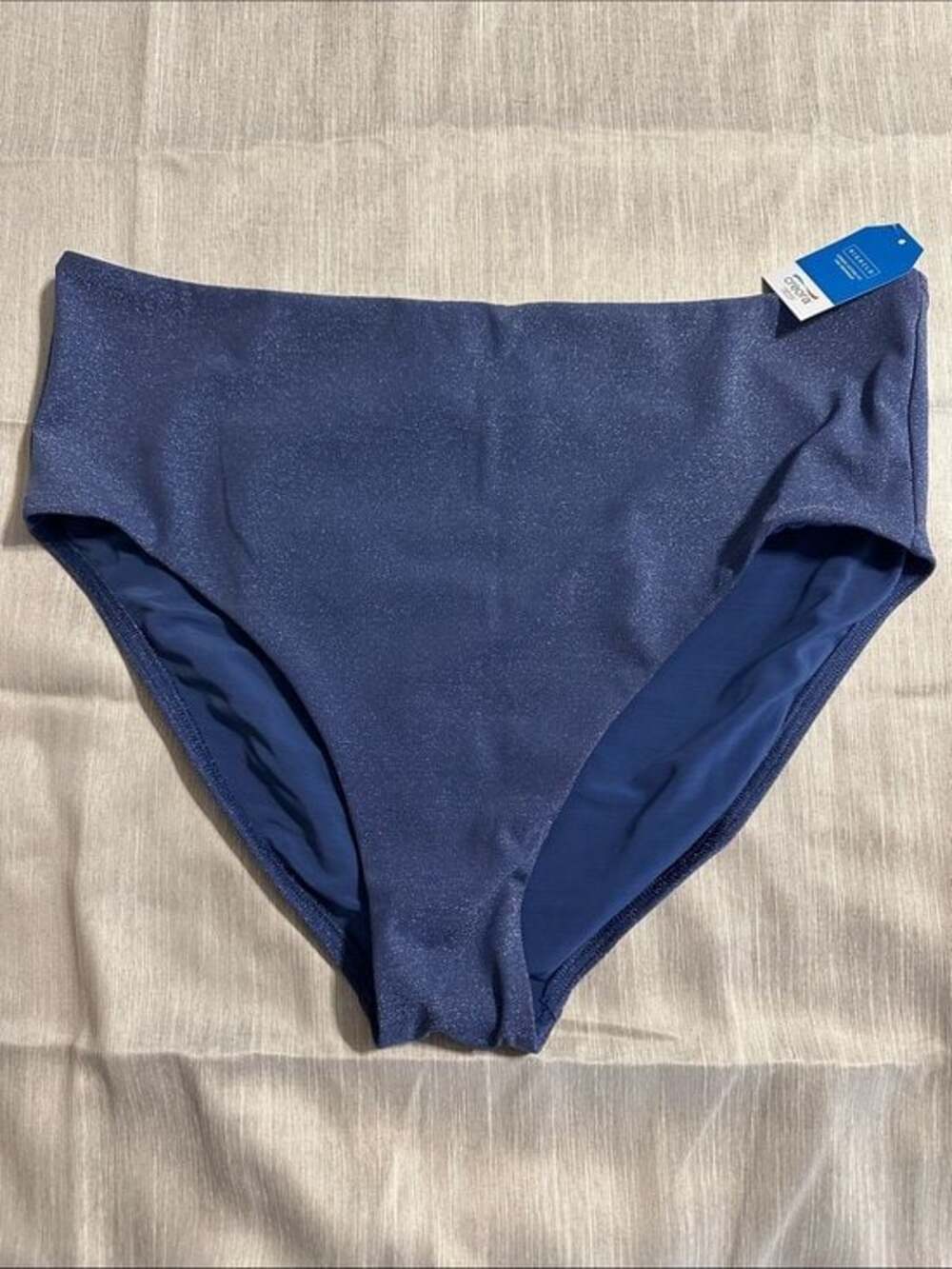 Lands’ End Women's Shine High-Waist Swim Bottoms - Mediterranean Blue Size 18